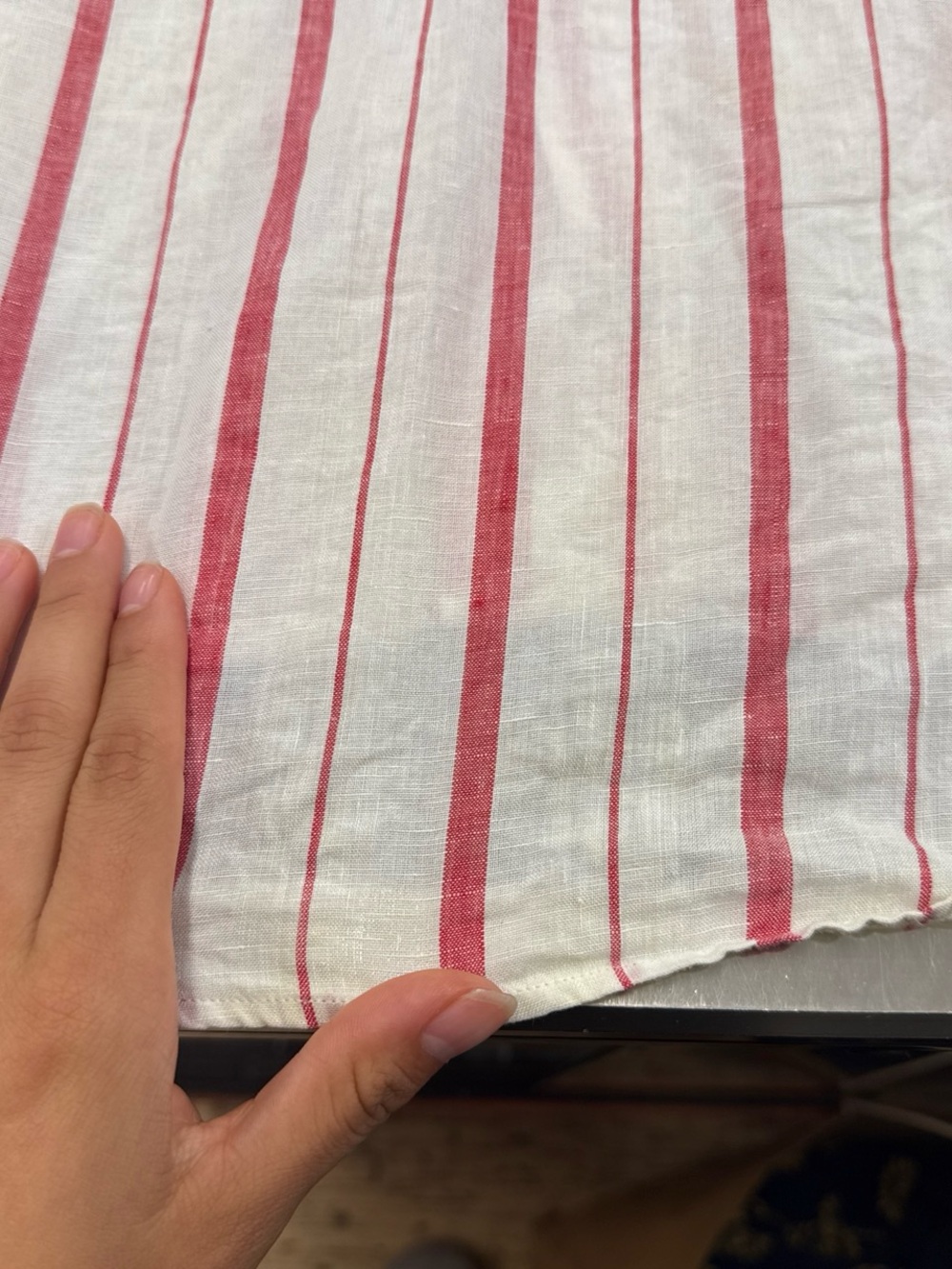 Frank & Eileen White Red Linen Stripe Button-Up Shirt - Picture 7 of 7
